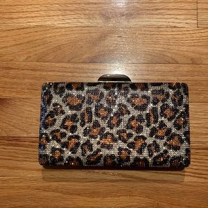 Leopard crystal manaudiere clutch